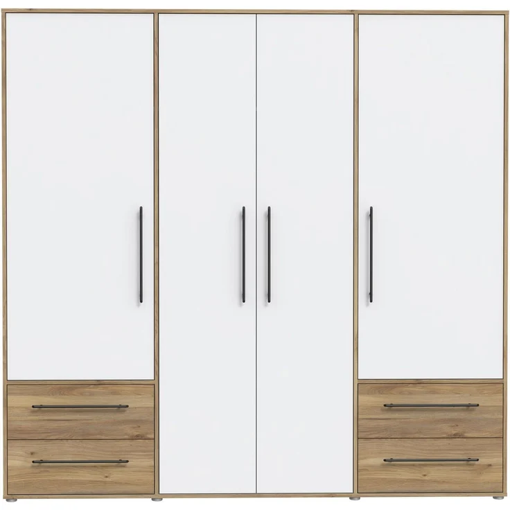 Forte Kleiderschrank, Holzwerkstoff, Mauvella Eiche Dekor mit weiß, 206 x 200 x 59 cm – Bild 3
