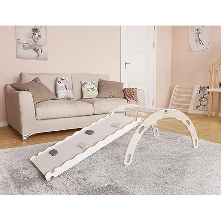 MAMOI® Rutschbrett für Kinder | Rutsche | Babyrutsche Indoor Scandi Design | Rutschbrett Sprossenwand | Festes Yarnwood Kinderbett für Kletterwand | CE | 100% ECO | Made in EU – Bild 3