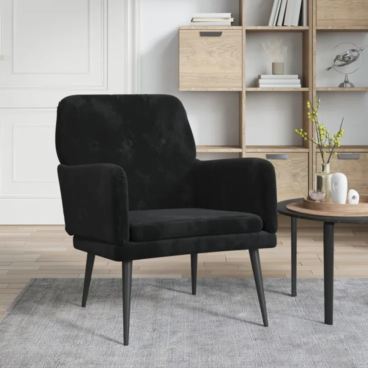 Sessel wohnzimmer, Relaxsessel, Fernsehsessel Schwarz 62x79x79 cm Samt
