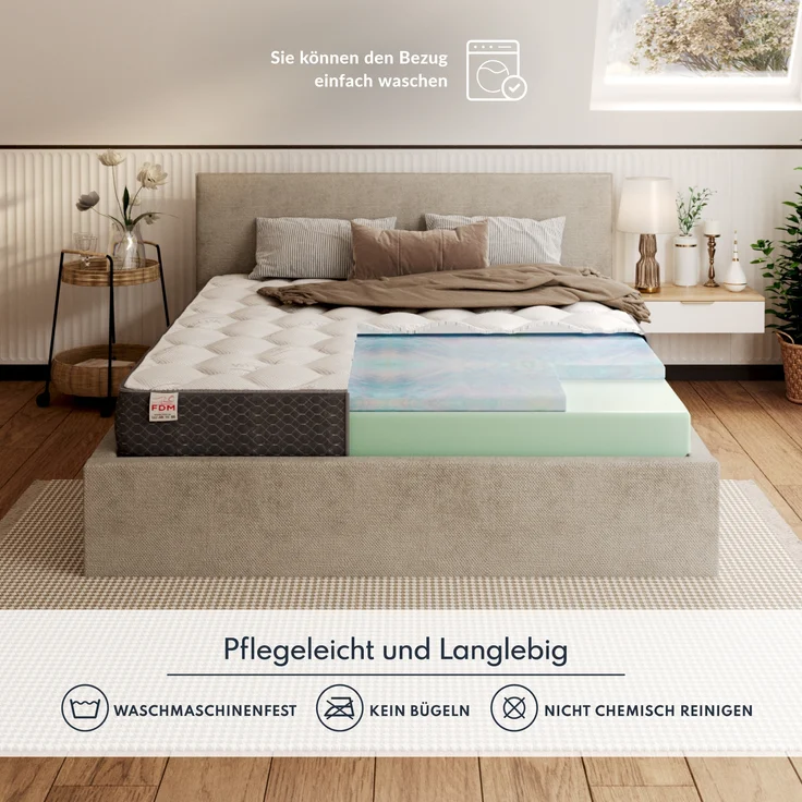 Matratze 80x200 cm Kaltschaummatratze TEMPO MAX 30 cm H4 HR Visco Silver Bezug – Bild 3