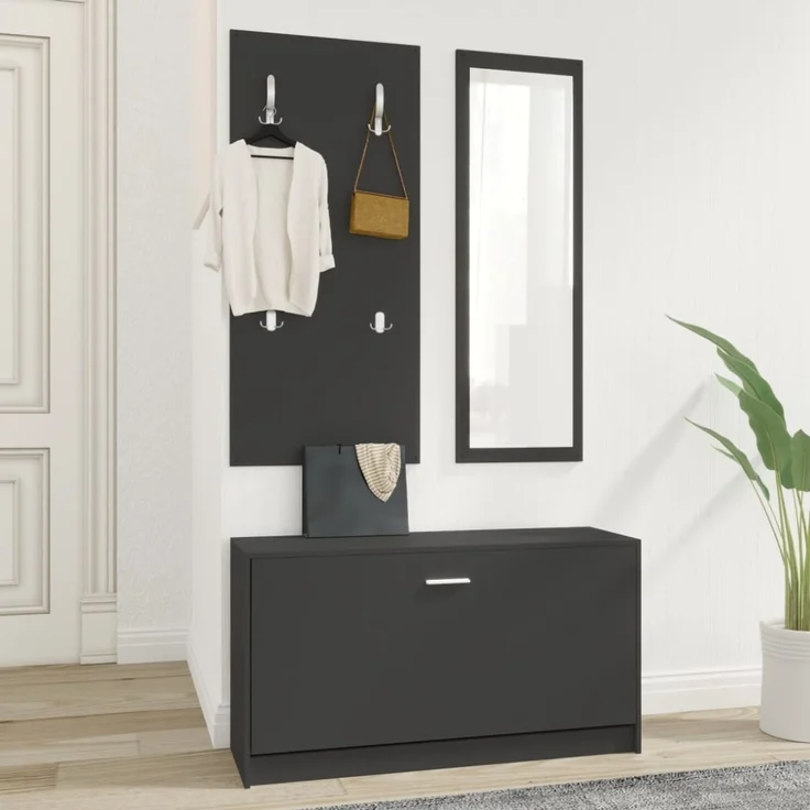 vidaXL 3-tlg. Flurmöbel-Set Schwarz Holzwerkstoff 342571 – Bild 3
