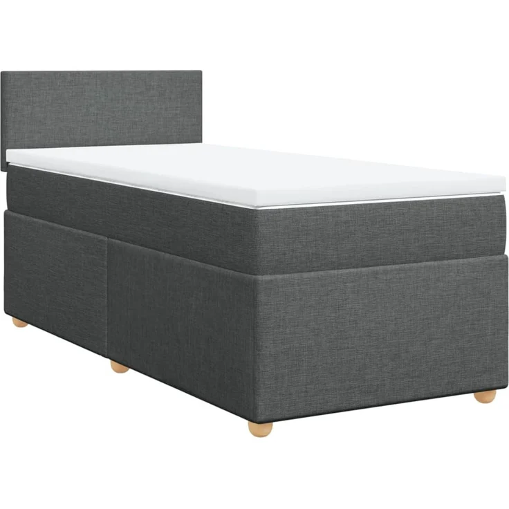 vidaXL Boxspringbett mit Matratze Dunkelgrau 100x200 cm Stoff 3288885 – Bild 3