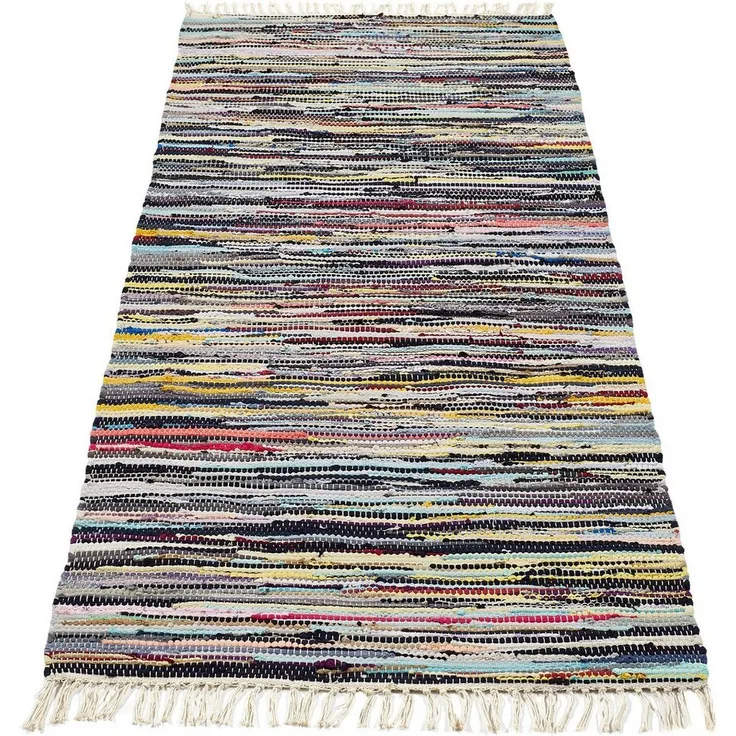 Andiamo Teppich Multi, rechteckig, Höhe: 10 mm, Flachgewebe, Fleckerl, reine Baumwolle, handgewebt, mit Fransen
