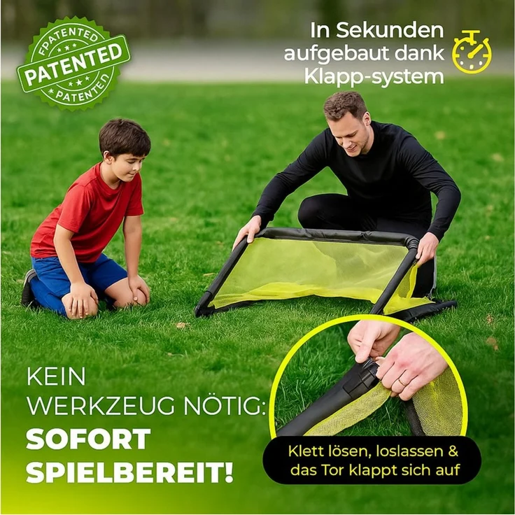 2in1 Fußballtor Kinder Garten – Pop-Up Tor inkl. Tasche & Torwand | Mini Fußballtor für Outdoor & Indoor, Sportspielzeug, Fußballtraining – Bild 1