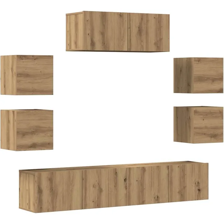 vidaXL 7-tlg. TV-Schrank-Set Wandmontage Artisan-Eiche Holzwerkstoff 3329014