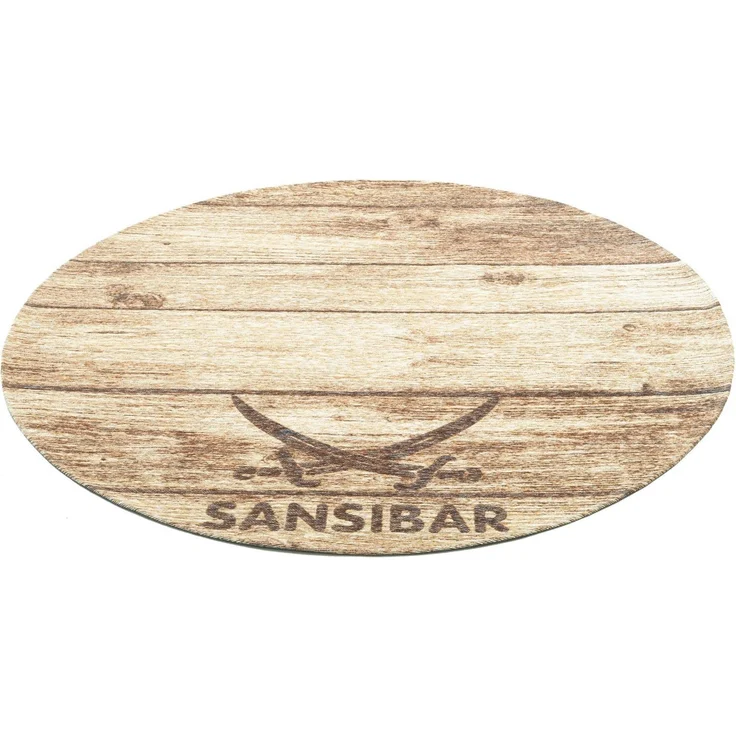 Sansibar Teppich Keitum 009, rund, Höhe: 3 mm, Flachgewebe, Motiv Holzdielen & gekreuzte Säbel – Bild 4