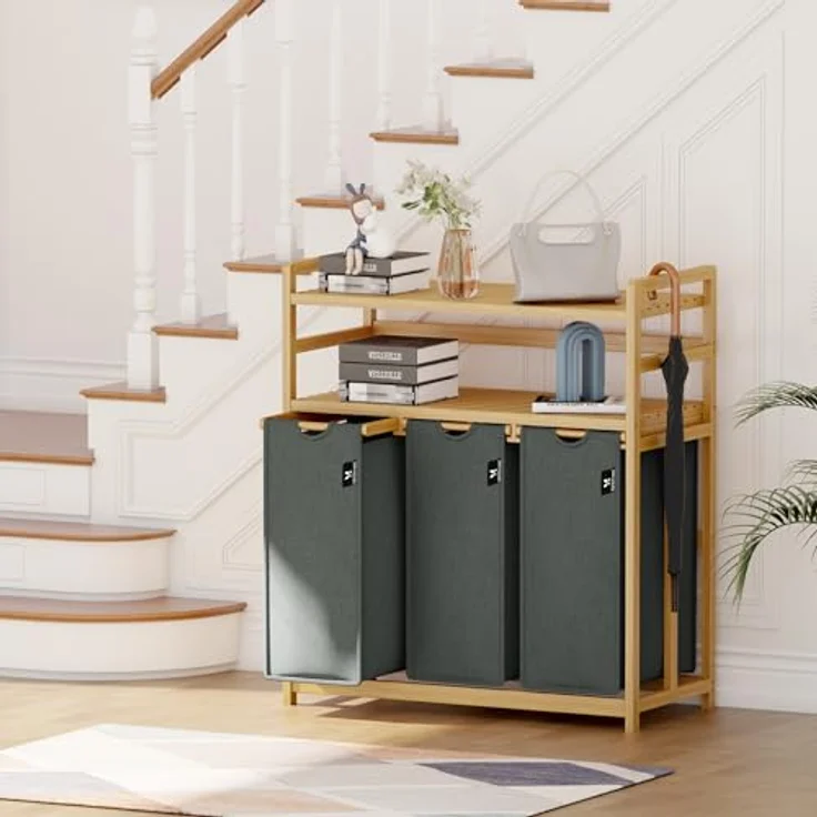 AdelDream Wäschekorb 150 l, 3 Fächer, 2 Regale Wäschesortierer – Bild 10