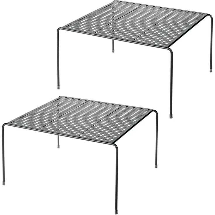 mDesign Geschirrablage Küchenregal Organizer Regal 2er Set Metall Schwarz