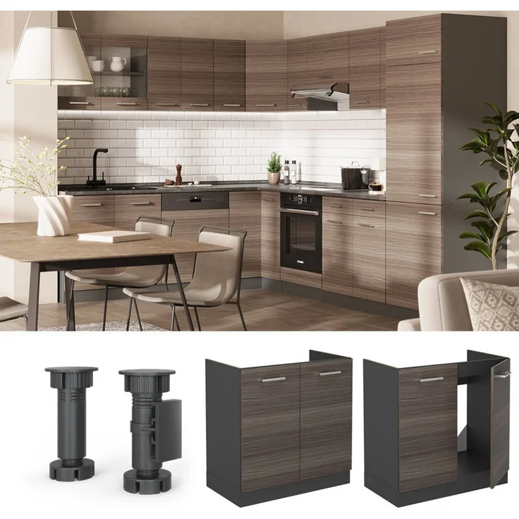 Spülenunterschrank R-Line Edelgrau 80 cm ohne Arbeitsplatte Vicco – Bild 2