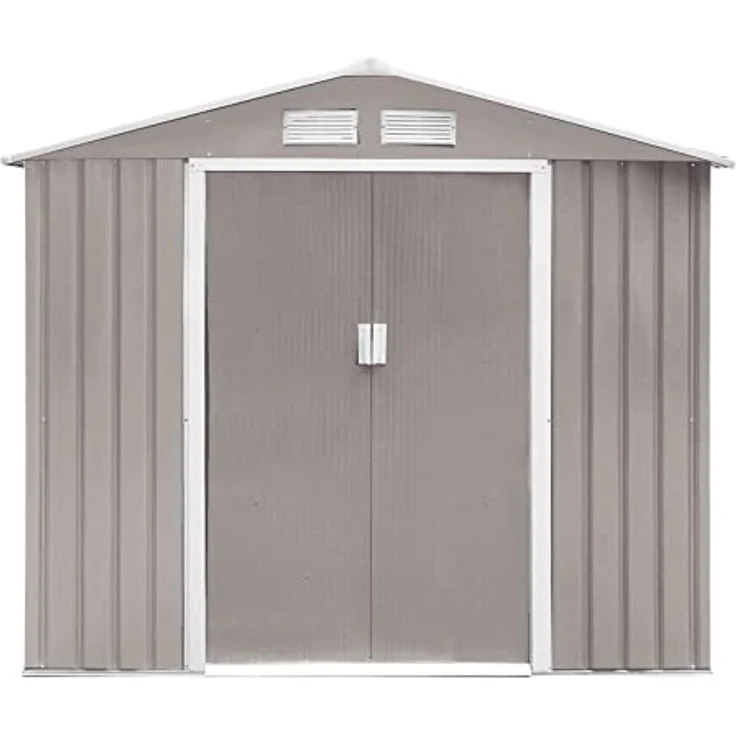 HATTORO S100 XL Metall Gartenhaus, Geräteschuppen,Hellgrau, 213 × 127 × 185 cm – Bild 3