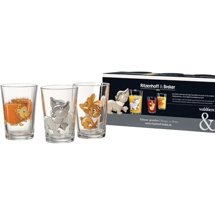 Ritzenhoff & Breker Kinderbecher Waldtiere, 6-teilig, 6-tlg, Glas, 3 verschiedene Tiermotive – Bild 4