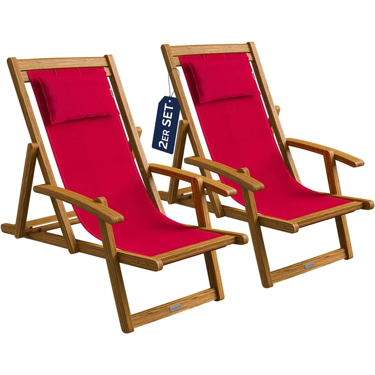 Sonnenliege Gartenstuhl Akazienholz 4 verschiedene Farben – Bild 1