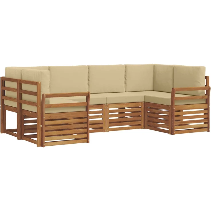 vidaXL Outdoor-Sofagarnitur 6 stk. 6-Sitzer Natur und Beige 3375373 – Bild 2