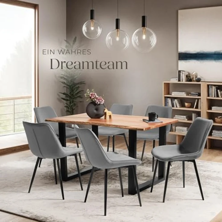 tectake Esszimmerstuhl Set Stuhl (2er Set, 2 St), gepolstert, in Samtoptik – Bild 3