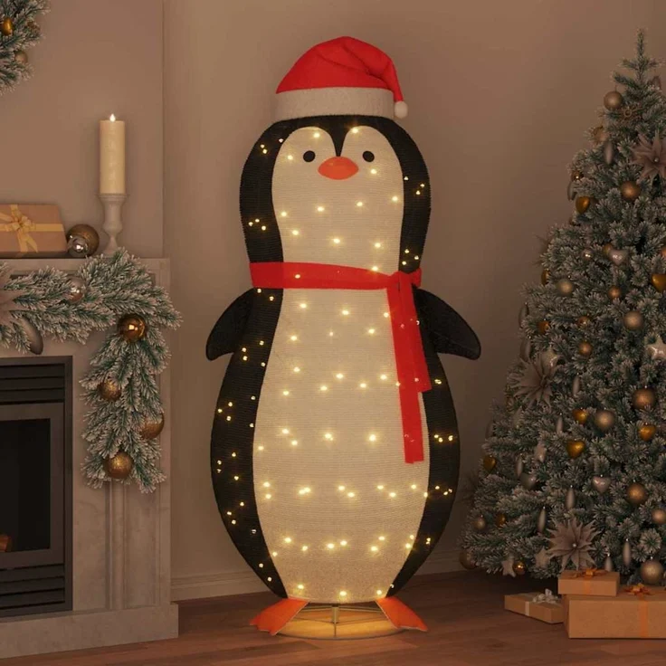 vidaXL Schnee-Pinguin Figur Warmweiß 78 x 178 cm Stoff 600 LEDs 42018966 – Bild 3