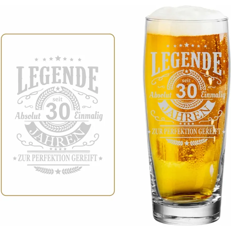 Luxentu Willi Becher Bierglas Helles-Glas 0,5 Liter mit Eichung - Legende seit 30 Jahren