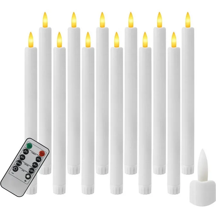 OZAVO LED-Kerze 12pcs LED Weihnachten Kerzen mit Fernbedienung und timer,weiß, 2 Modi, flackernde Kerzen für Hochzeiten, Partys, Festivals