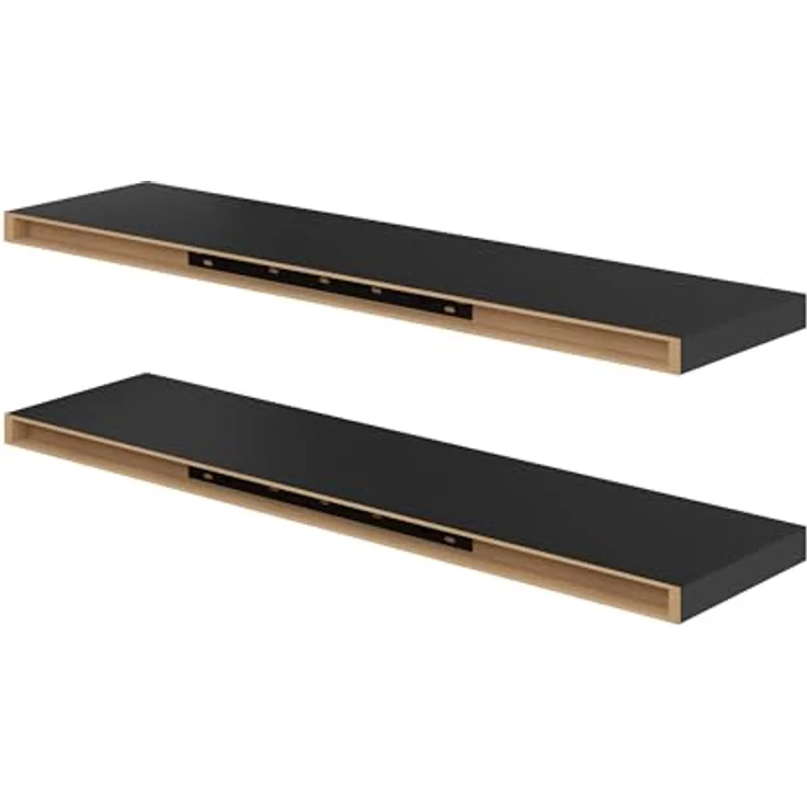 FurnitureR Wandregal 2er Set Schwarz 80x20 cm, Schweberegal mit verdeckter Halterung, Wandboard Holz 80 cm lang, modernes Wandregal für Wohnzimmer Schlafzimmer Küche Flur Büro, Floating Shelf – Bild 5