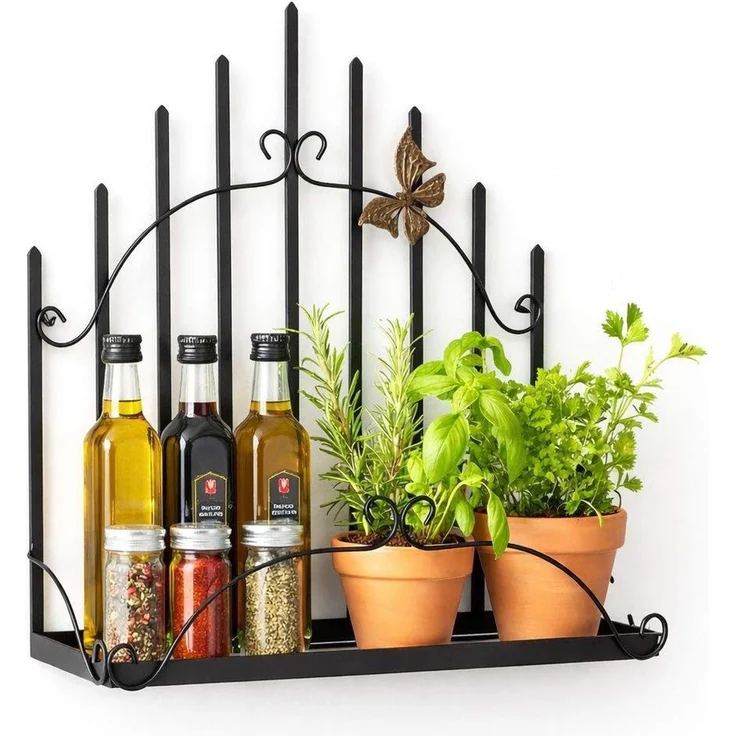 DanDiBo Kräuterregal Kücheregal Balkonregal Wand Metall Schwarz 96237 Wandregal Blumenregal Pflanzenhalter Wandblumenhalter Küche Balkon – Bild 1