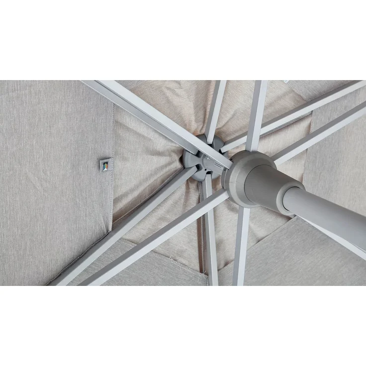 Kettler Easy-Push Sonnenschirm 150 x 210 cm | rechteckig | Aluminium Silber | 100% Polyester (ca. 220 g/m²) | Öffnung mit Schieber | Bezug hellgrau meliert – Bild 5