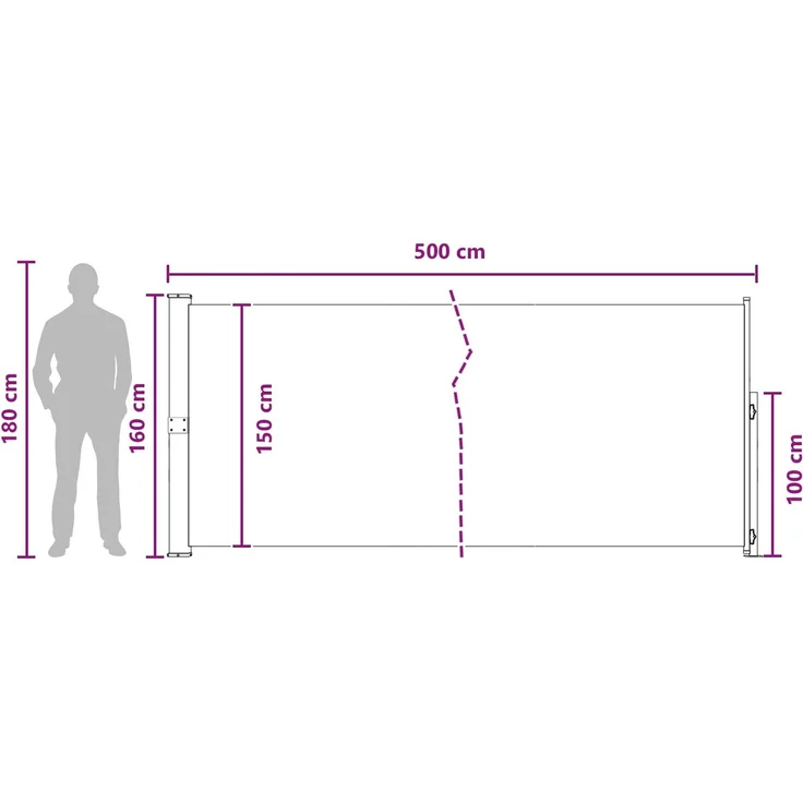 vidaXL Ausziehbare Seitenmarkise Rechteckig 160 x 500 cm Polyester 42035337 – Bild 7