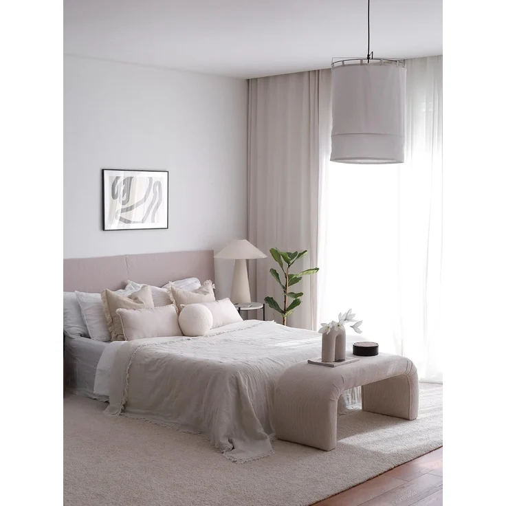 Atelier Del Sofa Elegant Pouffe with Beech Frame, Velvet Corduroy, 106 x 45 x 46 cm | 100% Polyester, Stylish Grey & White Design | Perfect for Modern Living Spaces – Bild 4