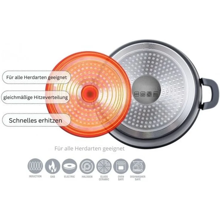 Kochtopf Topf Kasserolle Glasdeckel Aluguss Induktion Ø28cm Cheffinger CF-DP28 – Bild 5