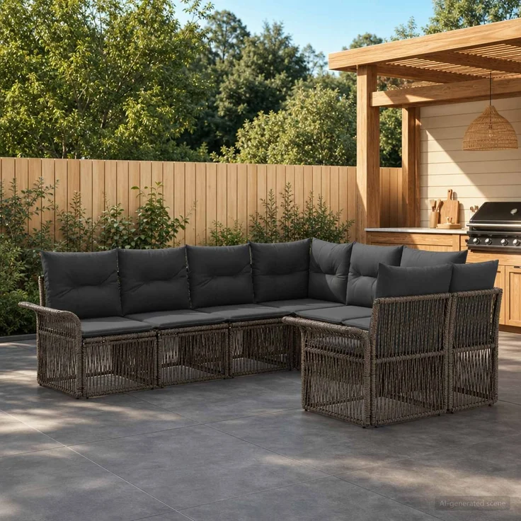 vidaXL Gartensofa-set 8 stk. 8-Sitzanzahl Grau und Dunkelgrau 3435023 – Bild 1