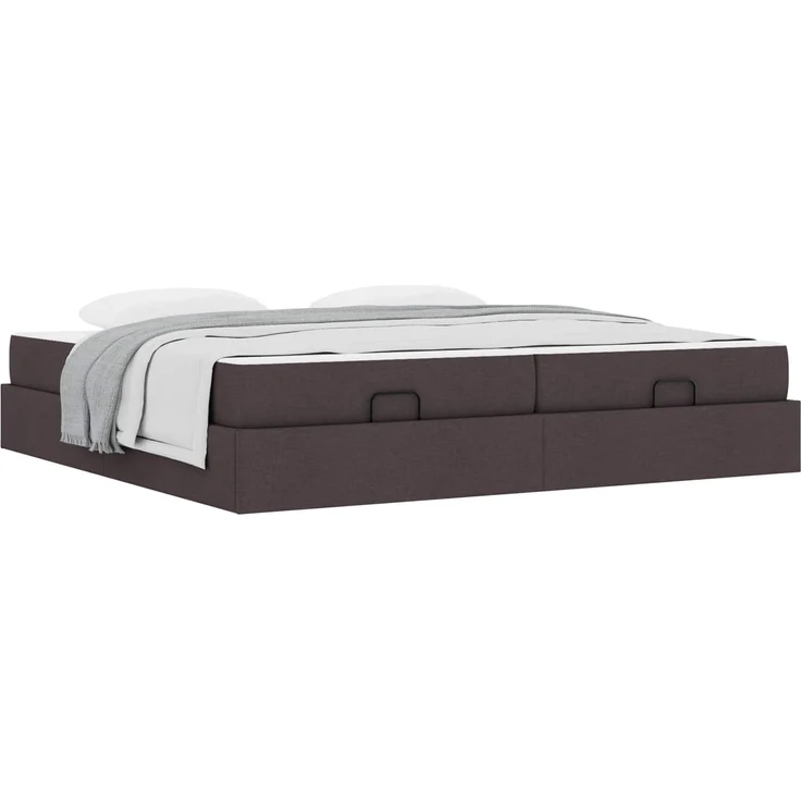 vidaXL Bettgestell mit Matratze mit Matratze 2 pcs Hellbraun Stoff 3399518 – Bild 2