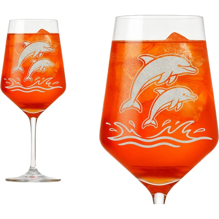 Valhalla Weinglas 350ml mit Delfin Gravur spülmaschinenfest, 1-tlg, Glas, Atemberaubende Darstellung – Bild 1