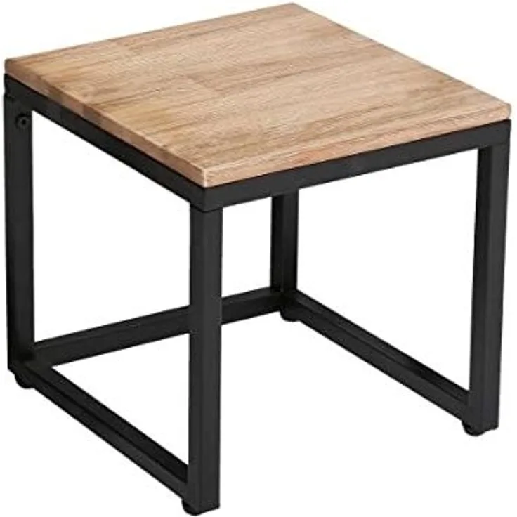 Set aus 3 niedrigen Beistelltischen für das Wohnzimmer, Holz und Metall - Industriedesign, Vintage, Atelier