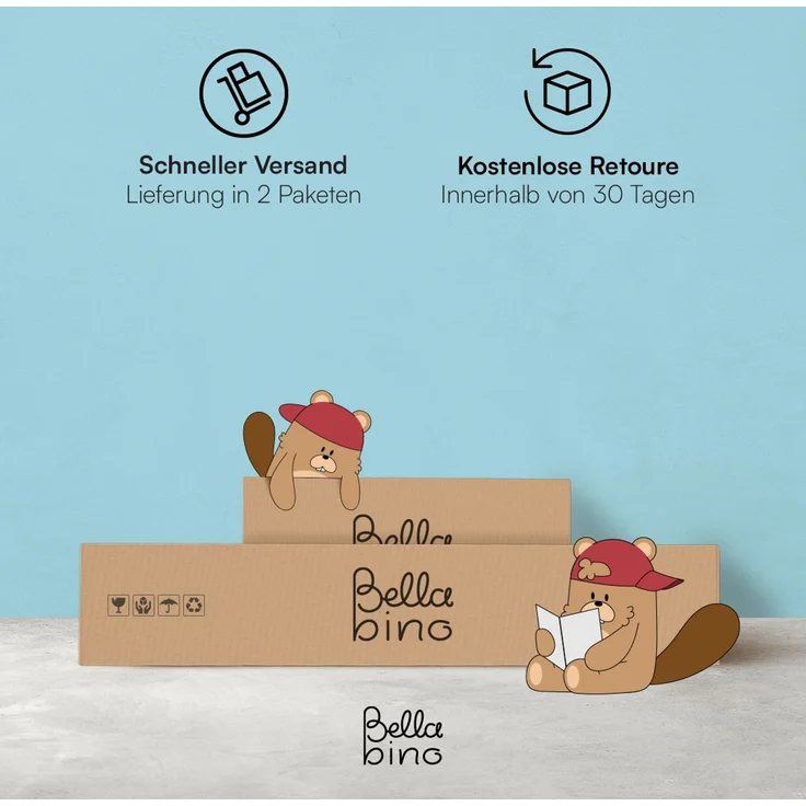 Bellabino 'Bela' Hausbett 90x200 cm, natur, Kiefer Massivholz, Montessori Kinderbett mit Rausfallschutz und Lattenrost – Bild 9