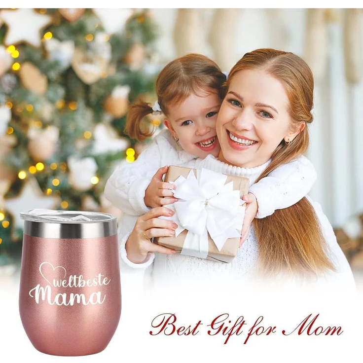 Livole Geschenk für Mama - Weltbeste Mama Thermobecher 350ml mit Strohhalm – Bild 2