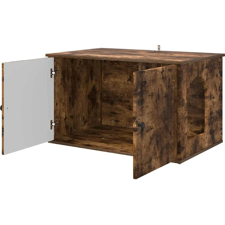 vidaXL Katzenhaus Geräucherte Eiche 85 x 55 x 50 cm Holzwerkstoff 8000730 – Bild 5