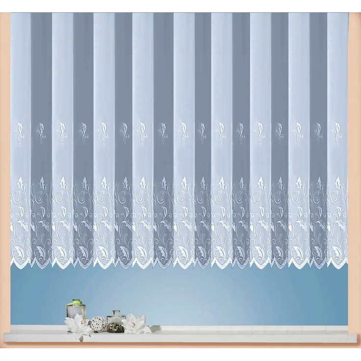 Weckbrodt Gardine Brüssel (1 St), Kräuselband, halbtransparent, Voile, echte Stickerei, Voile, halbtransparent, Bordüre, Kante, gebogt, Store