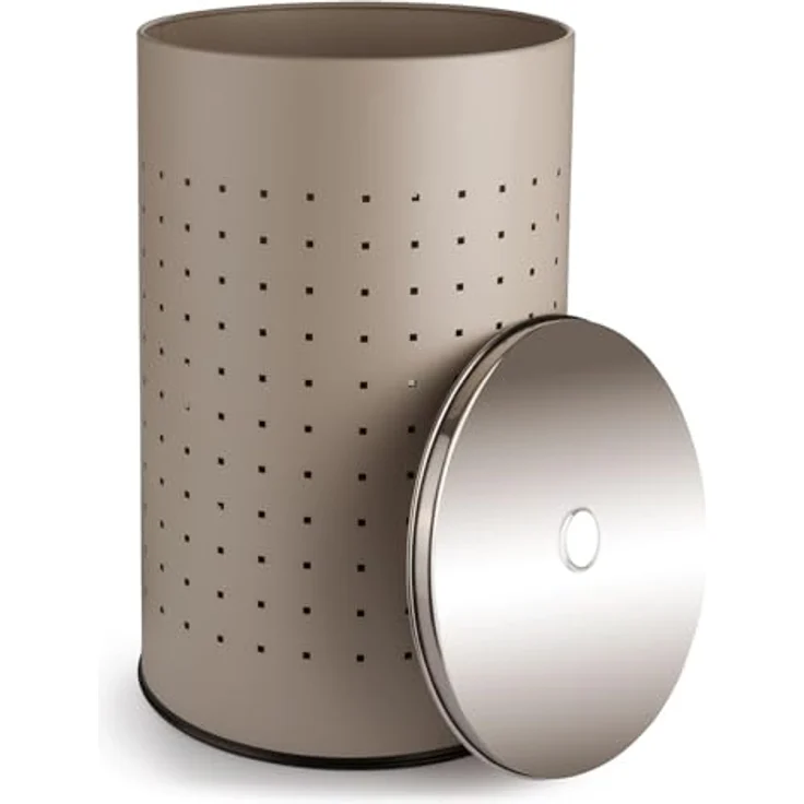 Home4You Wäschetonne Wäschesammler, Greige, Ø 35,5 x H 57,5 cm, (1 St), 54 Liter Fassungsvermögen, mit Belüftungslöcher – Bild 4