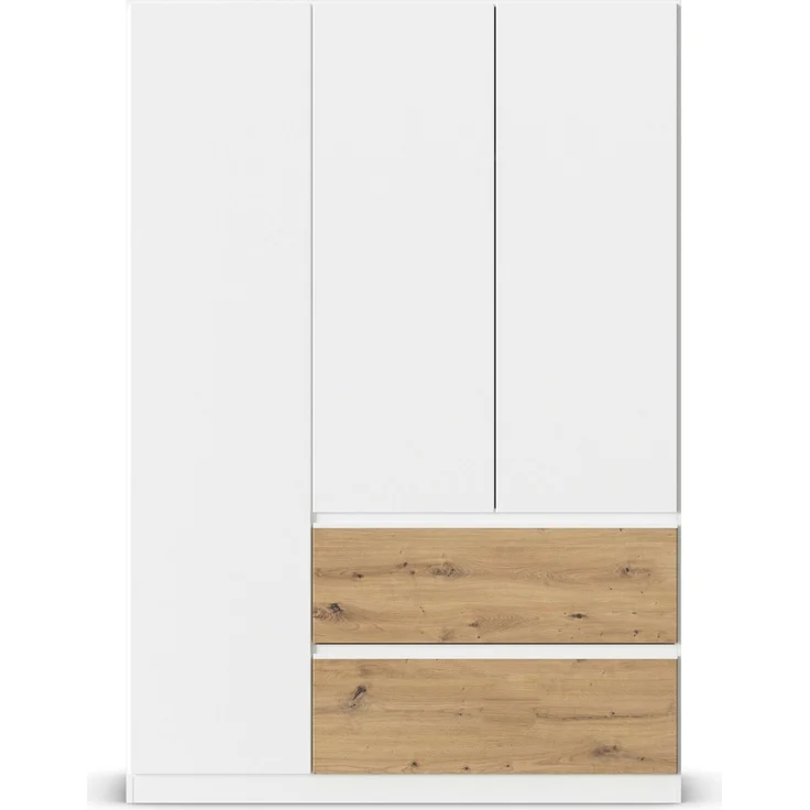 rauch Kleiderschrank, Drehtürenschrank COSTA, 3-türig, 2 Schubkästen, push-to-open, Alpinweiß, 136 x 197 x 54 cm – Bild 2