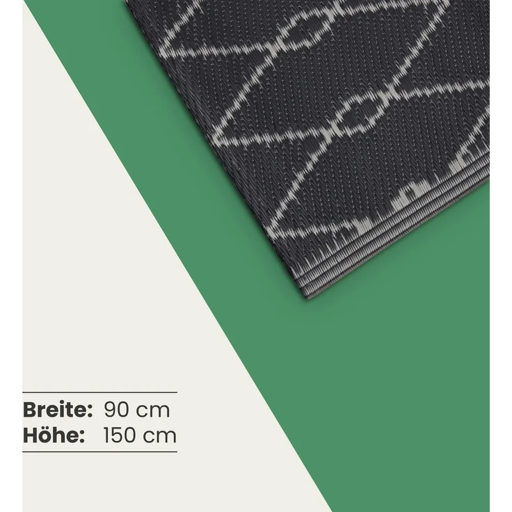 Bestlivings Outdoor Teppich Wetterfest und UV-Beständig ( 90x150cm / Raute ) Teppich aus Kunststoff für Garten, Balkon, Terrasse - Outdoorteppich – Bild 2