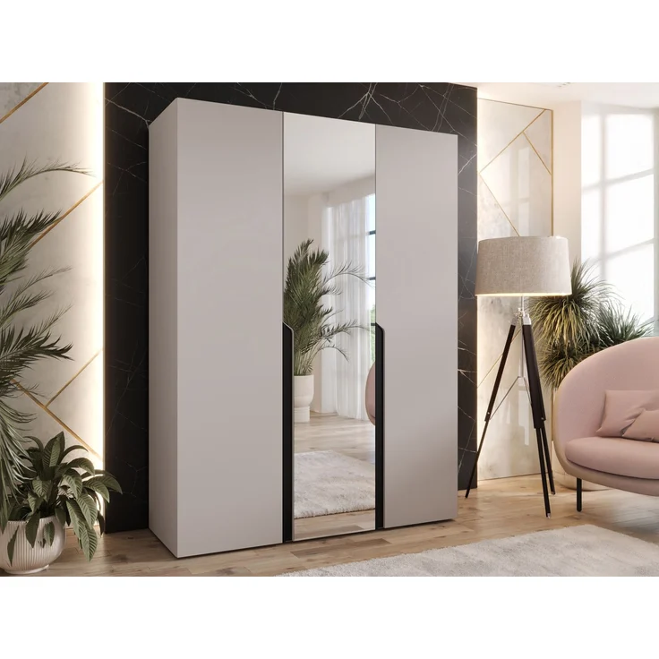 Kleiderschrank Veluna II 150 (Farbe: Cashmere / Cashmere + Schwarz) – Bild 2