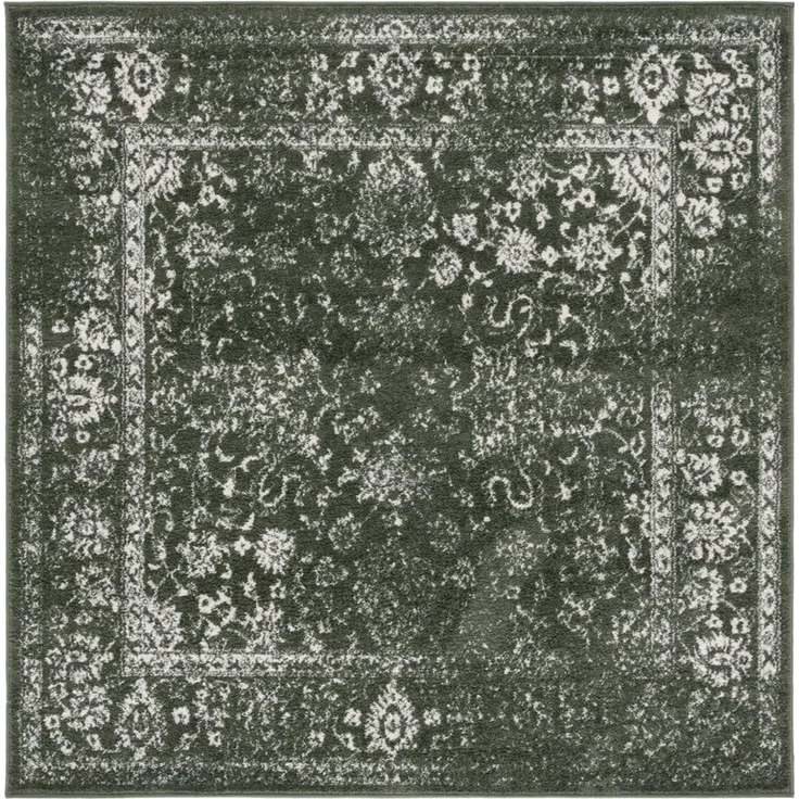 Safavieh Quadratischer Teppich 183x183 cm - Adirondack Collection - Transitional Design, Dunkelgrün & Elfenbein, Pflegeleichte Synthetikmischung, Ideal für Wohnzimmer, Schlafzimmer, Büro