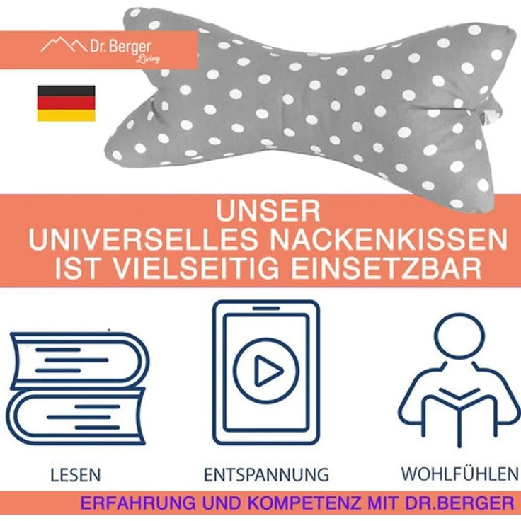Dr. Berger Leseknochen XXL, Baumwolle grau, 60x22 cm – Bild 3