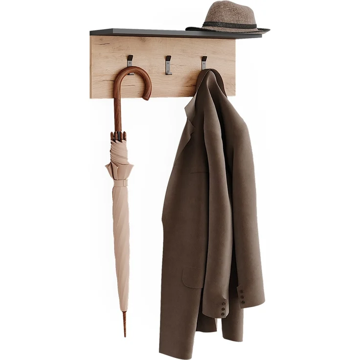 Garderobe mit Hutablage Orlando Anthrazit/Goldkraft Eiche 60 x 21.6 cm Vicco – Bild 6