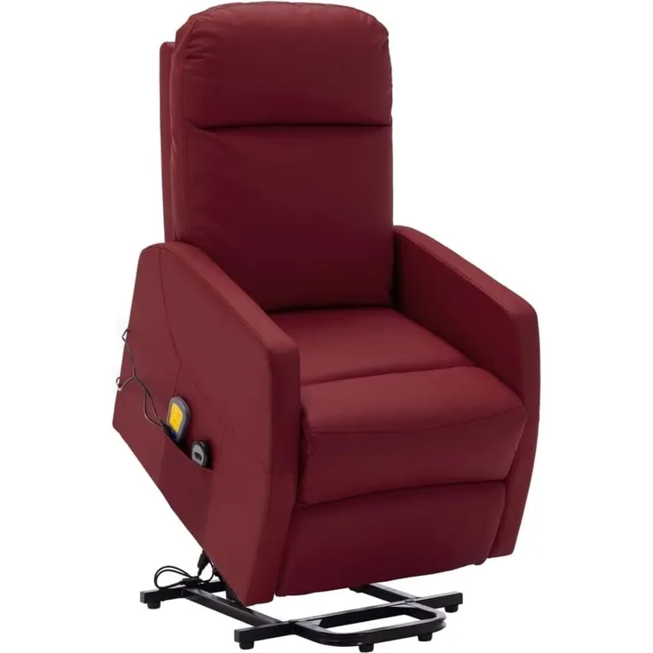 vidaXL Massagesessel mit Aufstehhilfe Weinrot Kunstleder, Ausstattung: ohne 5V-Adapter [321377]