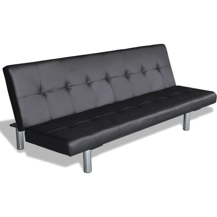 vidaXL Schlafsofa mit zwei Kissen, Kunstleder, Verstellbar, Schwarz, 66 x 77 x 168 cm – Bild 4