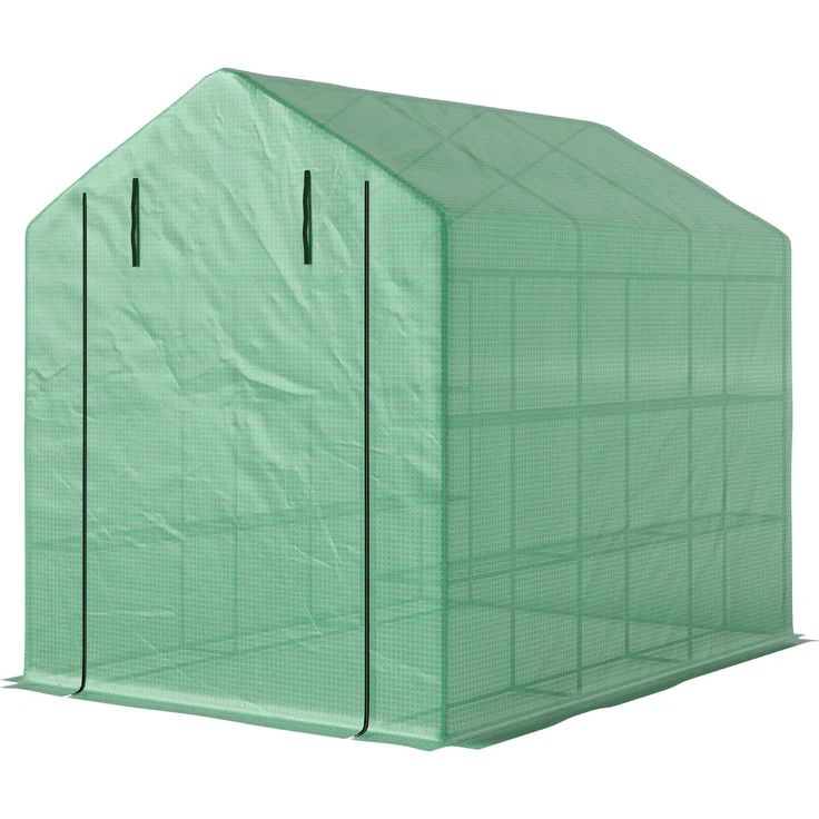Wohnora-Gartengewächshaus/Wintergewächshaus mit 3 Regalböden, Rolltür, Stahlrohrkonstruktion, 244 x 180 x 210 cm, grün,H 5334cm x T 315cm x B 4572cm – Bild 3