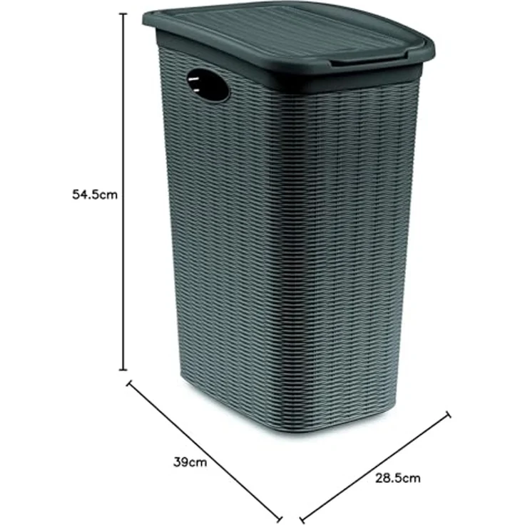 Kreher Wäschekorb in Rattan-Optik, 36 Liter, Farbe: Grau – Bild 3