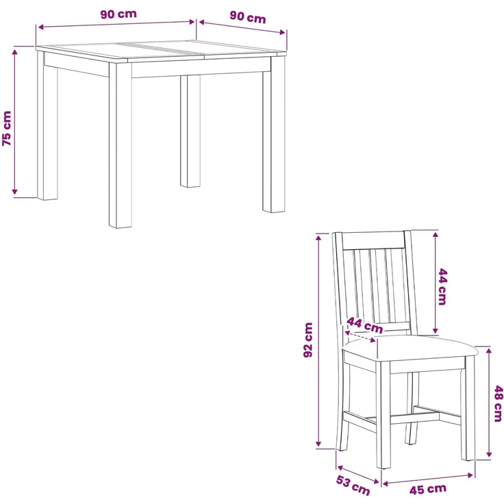 vidaXL Essgruppe VENLO 5 stk. Grau 90 x 90 x 75 cm Massivholz Eiche 3430329 – Bild 8