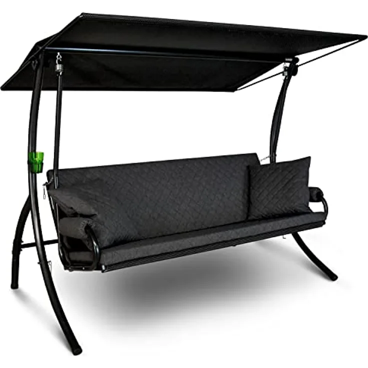 Angerer Freizeitmöbel Hollywoodschaukel 'Elegance Joy', 3-Sitzer grau mit Bettfunktion, waschbaren Bezügen und wetterfestem Sonnendach, Made in Germany, 210 x 145 x 160 cm