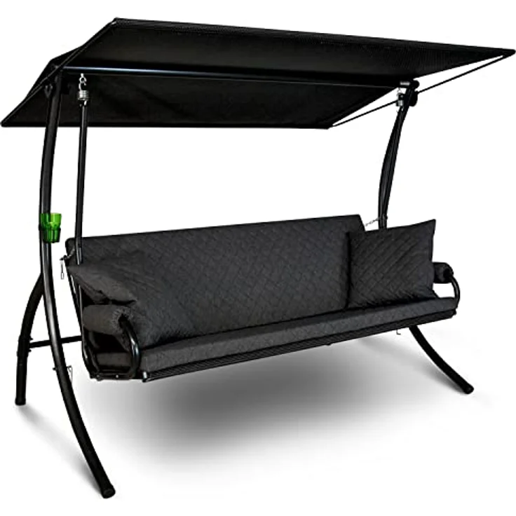 Angerer Freizeitmöbel Hollywoodschaukel 'Elegance Joy', 3-Sitzer grau mit Bettfunktion, waschbaren Bezügen und wetterfestem Sonnendach, Made in Germany, 210 x 145 x 160 cm – Bild 1