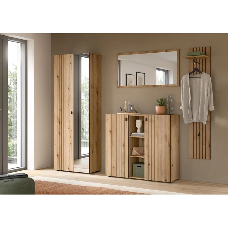 Schuhkommode (B/H/T: 106x96x37 cm) in Evoke Oak Nachbildung – Bild 5